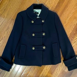 J. Crew Stadium Cloth Pea Coat Size 0 Navy Blue NWT